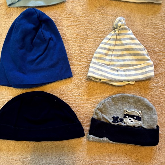 Baby Boy Hat Lot (9) – Mixed Styles Newborn–6M | Animal, Stripe & Knotted Beanie - Picture 2 of 5